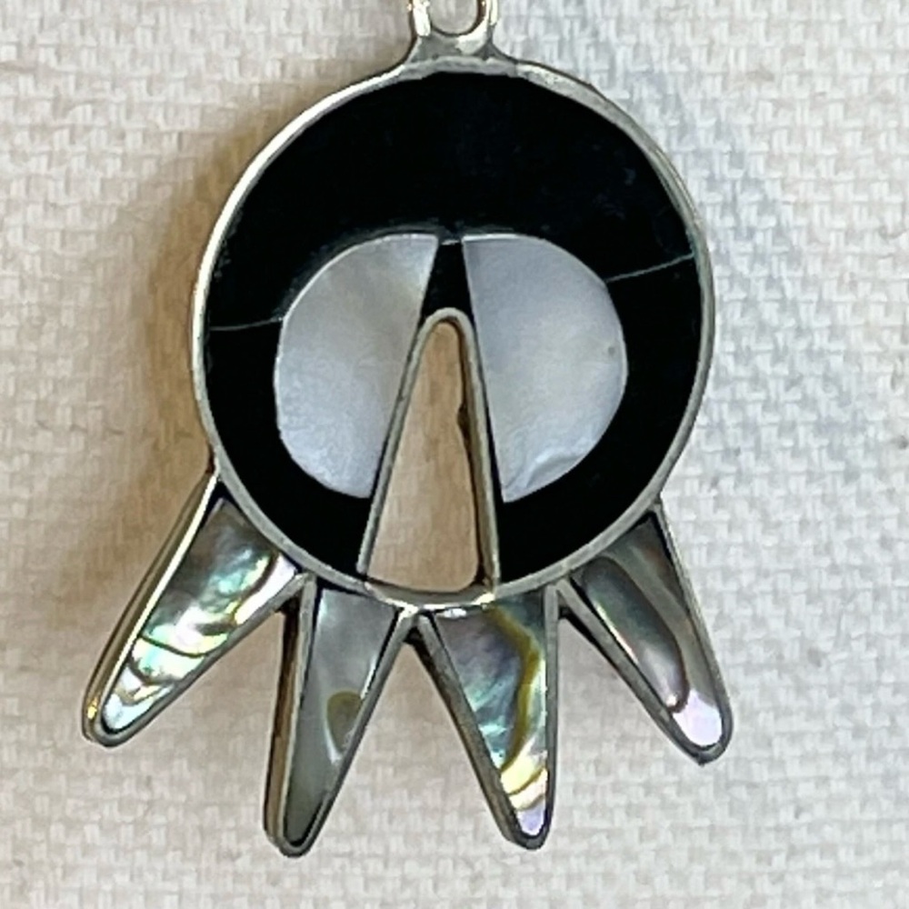 Old Coin Alpaca Silver Pendant & Chain Stamped Mexico (Alpaca School) Necklace